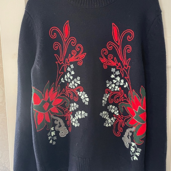 tory burch turtleneck sweater floral xl - Picture 2 of 8